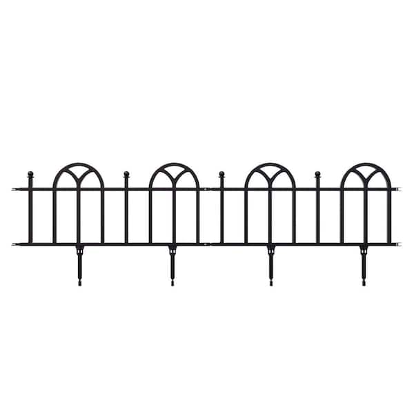 Pure Garden 10 in. Plastic Black Interlocking Garden Edging Fence (8 ft. Overall Length) (4-Piece Set)