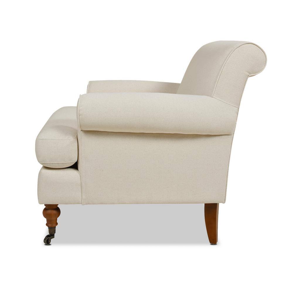 Light Beige Velvet Lawson Accent Chair with Wood Legs