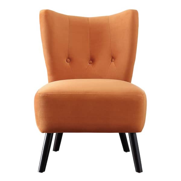 EVERGLADE HOME Shapel Orange Velvet Upholstery Tufted Back Accent Chair