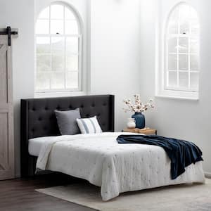 Bella Low Profile Charcoal Queen Wingback Headboard