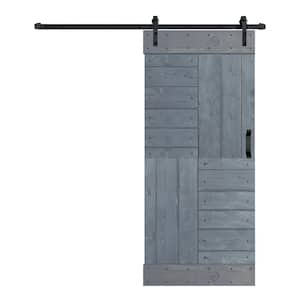 S Series 36 in. x 84 in. Dark Gray Finished DIY Solid Wood Sliding Barn Door with Hardware Kit
