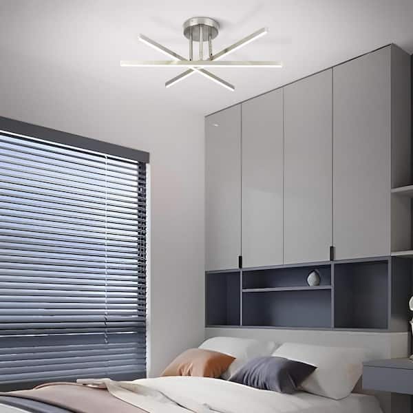 Henveton Essel 23.62 in. Burshed Nickel 3-Light LED Semi-Flush