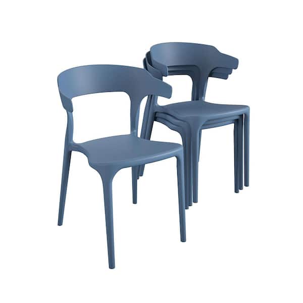 Novogratz Poolside Collection, Felix Stacking Dining Chairs, Indoor/Outdoor, 4-Pack, French Blue