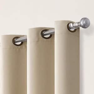 Darrell ThermaWeave Natural Solid Polyester 37 in. W x 84 in. L Blackout Pair Grommet Curtain Panel