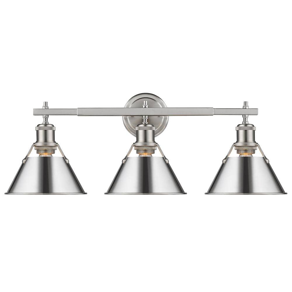 Orwell 4.875 in. 3-Light Pewter Vanity Light with Chrome Shade price history on PriceWatchPro
