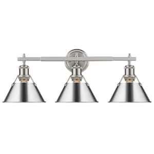 Orwell 4.875 in. 3-Light Pewter Vanity Light with Chrome Shade