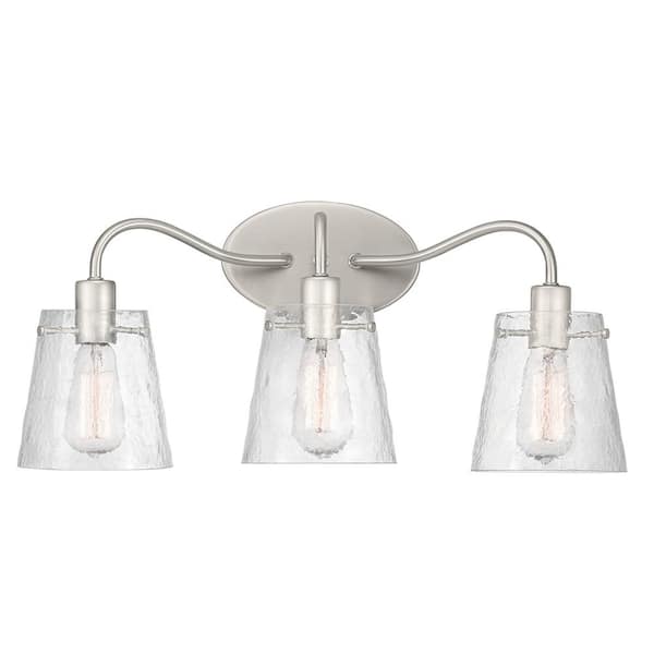 Archdale 3-Light Brushed Nickel Vanity Light with Clear Water Glass