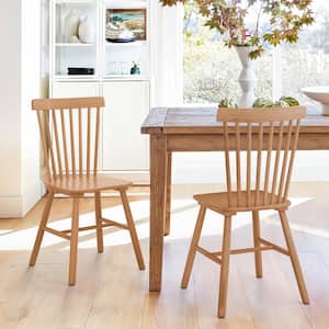 Windsor Classic Natural Solid Wood Dining Chairs with Curving Spindle Back for Kitchen and Dining Room (Set of 4)
