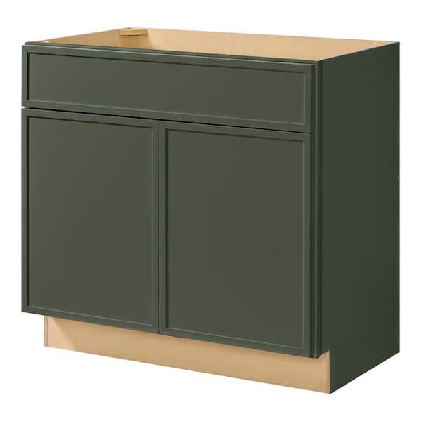 Leyton 36 in. W x 21 in. D x 34.5 in. H Ready to Assemble Plywood Slim Shaker Bath Sink Base Cabinet in Fern Green