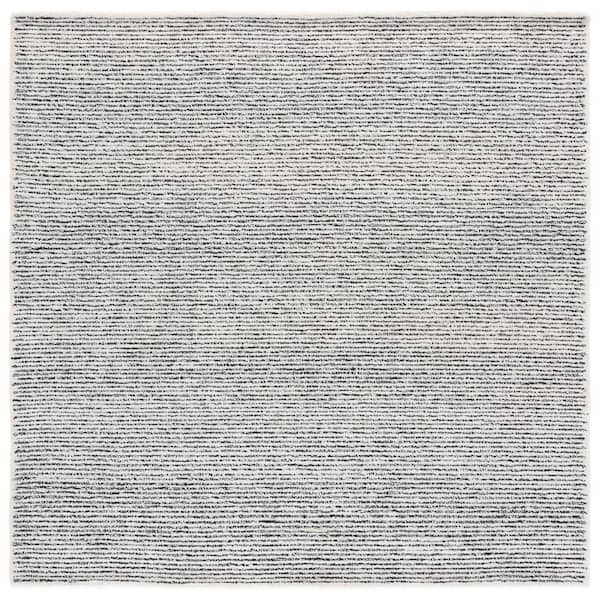 Abstract 6 ft. x 6 ft. Square Ivory/Black Modern Distressed Area Rug