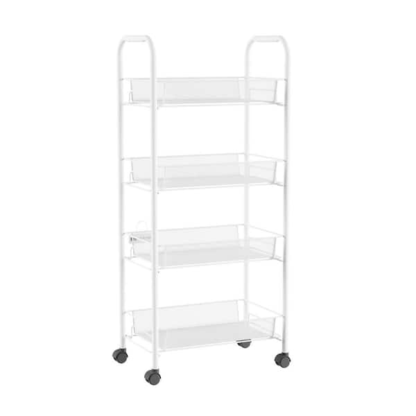 Lavish Home 4-Tier Metal Wheeled Narrow Storage Shelf Organizer Cart