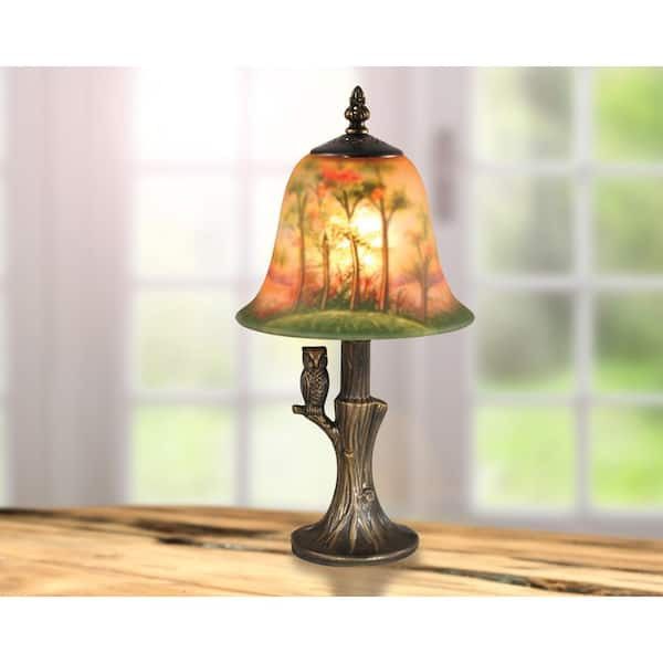 Vintage Glass Table Lamp with popular Brass Accents