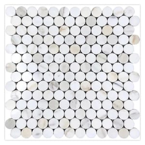Apollo Tile White, Beige 11-in x 11-in Polished Natural Stone Marble Basketweave Marble Look Floor and Wall Tile (4.47-sq. ft/ Carton)