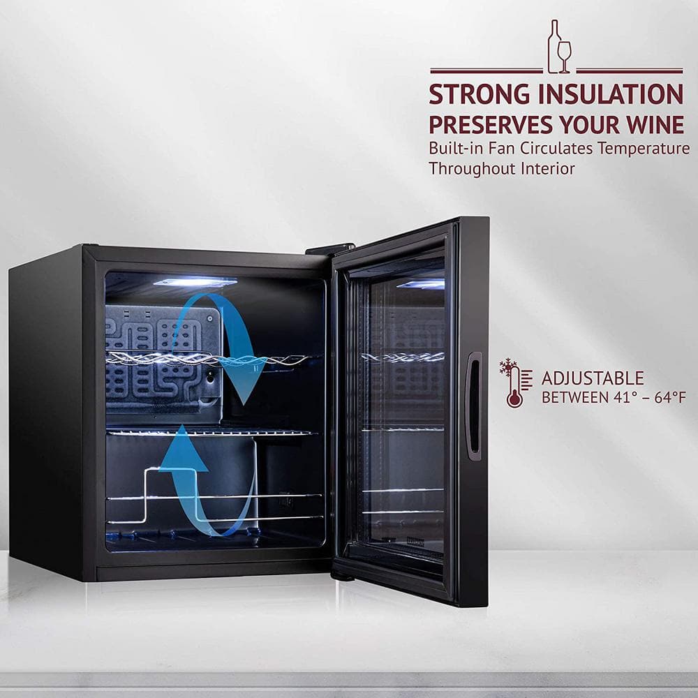 Schmecke 12 Bottle Black Freestanding Wine Cooler with LED Lighting