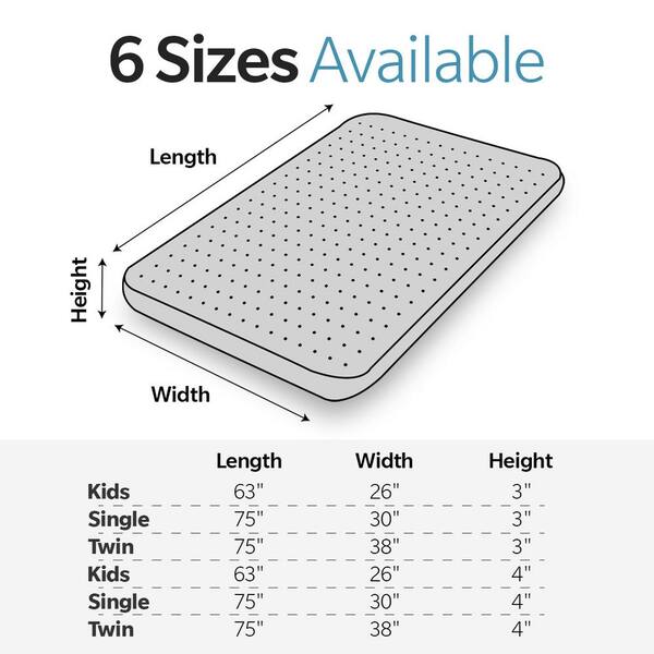 63 in. W x 26 in. D x 4 in. H Memory Foam Camping Mattress Portable Outdoor Mattress with Zipper Cover and Strap Grey