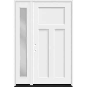 Legacy 51 in. x 80 in. 3 Panel Craftsman RHIS Unfinished White Fiberglass Prehung Front Door w/Clear 12" SL 4-9/16Jamb