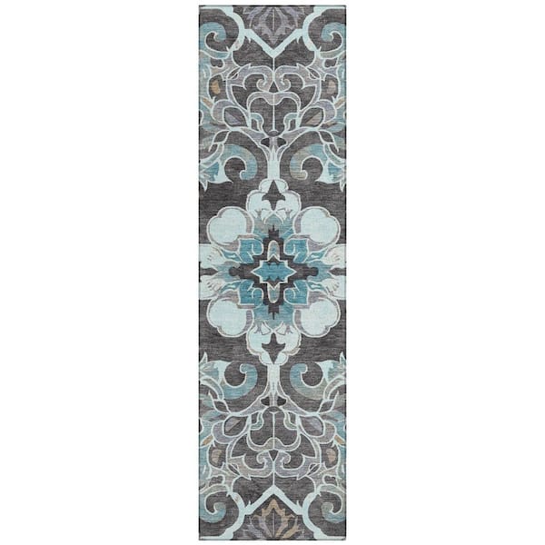 Chantille Machine Washable Indoor/Outdoor Abstract ACN1947 Teal 2 ft. 3 in. x 7 ft. 6 in. Runner Rug