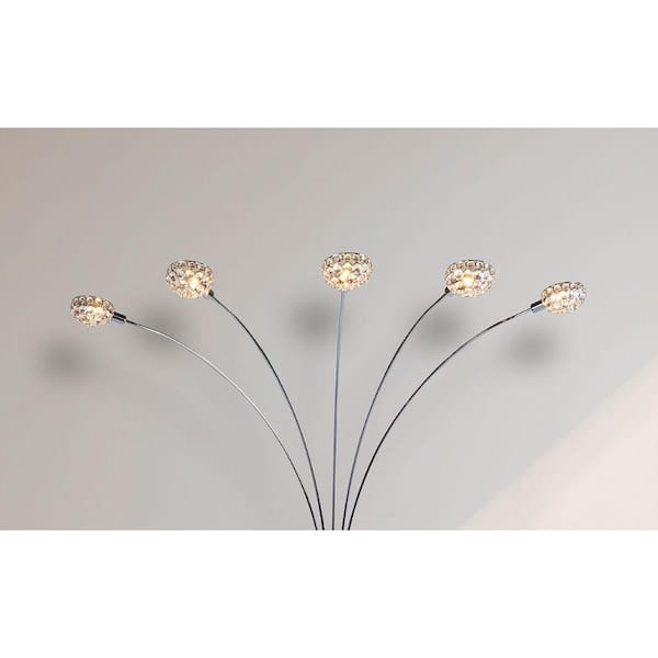 Jushua 91 in. H Silver Arc Metal Multi-head Floor Lamp with Half