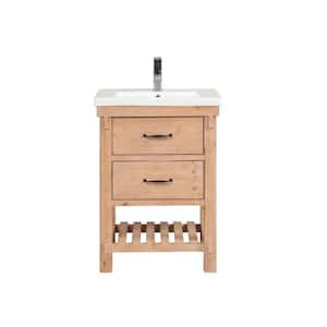 Marina 24 in. Single Bath Vanity in Driftwood with Ceramic Vanity Top in White with Integrated Basin