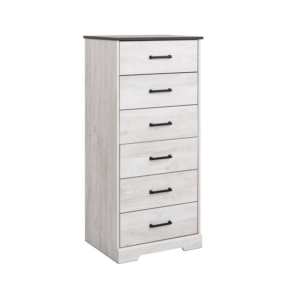 Washed White 6-Drawer Farmhouse Vertical Dresser