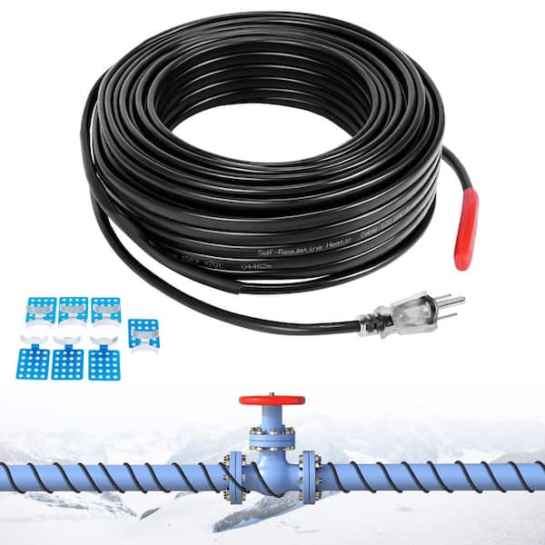 BOZTIY 80 ft. Roof Pipe Heating Cable 7 ft. W Self-Regulating Pipe Heat Tape Build-in Thermostat for PVC Metal Plastic Hose