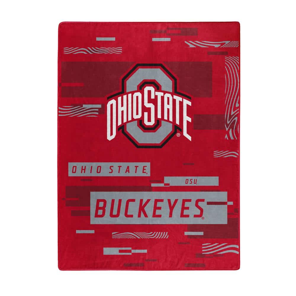 Ohio State Buckeyes Red and Gray Raschel Throw Blanket