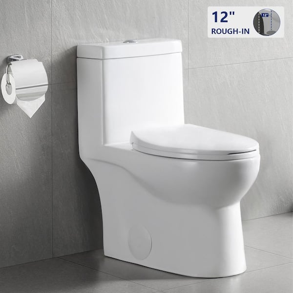 Ally 1-Piece 1.1/1.6 GPF Dual-Flush Elongated Toilet in Glossy White with Comfort Seat Height (Seat Included)