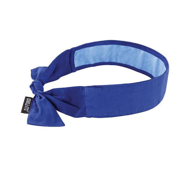 Ergodyne Chill-Its 6700CT Solid Blue Evaporative Cooling Bandana Tie with Cooling Towel