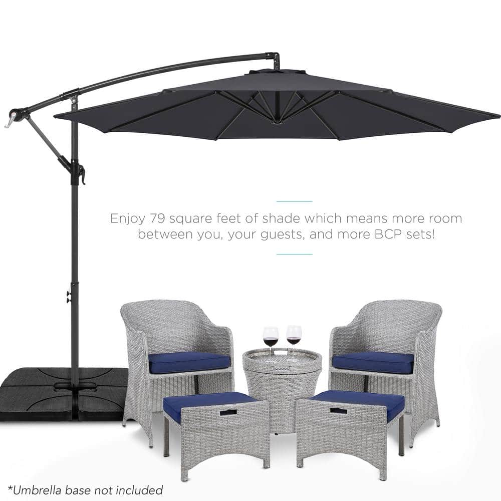 10ft Gray Aluminum Offset Patio Umbrella with Easy Tilt Adjustment