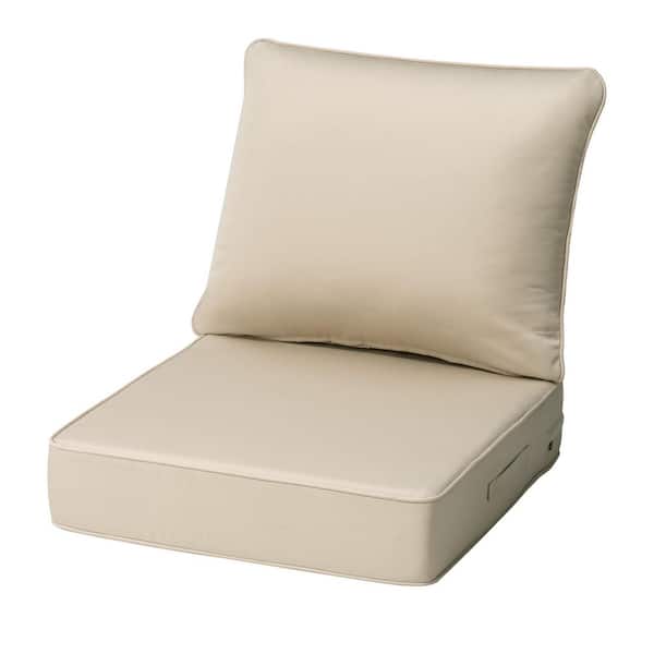 Pellebant 24 in. x 24 in. 1-Set Sunbrella Deep Seating Outdoor Lounge Chair Cushion in Canvas Antique Beige for Loveseat Sectional