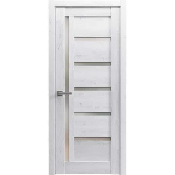 Sartodoors 4088 28 in. x 80 in. Right-Hand/Inswing Solid Frosted Glass Nordic White Single Prehung Interior Door with Hardware