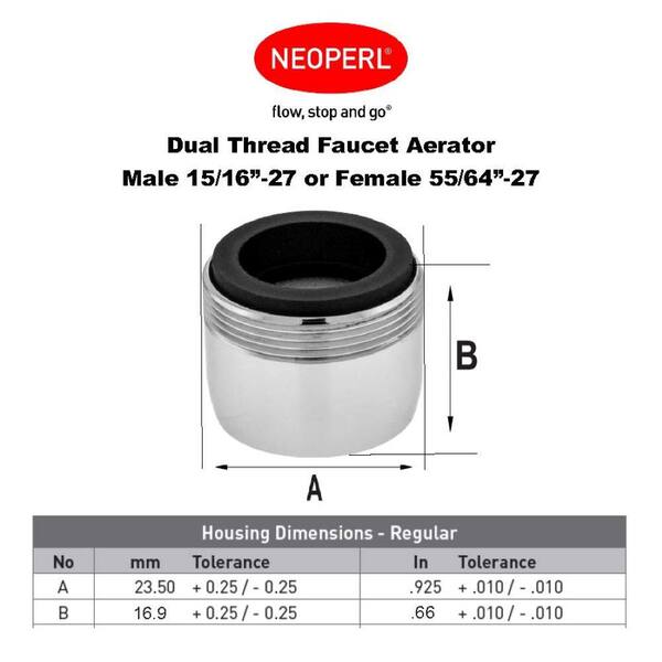2 Pack UNIVERSAL Faucet Aerator Dual Thread Water Saver 1.0 GPM by Neoperl