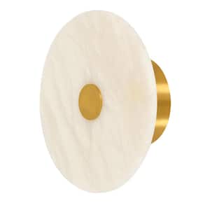 Osten 1-Light Brass LED Wall Sconce with Alabaster Shade and Detail