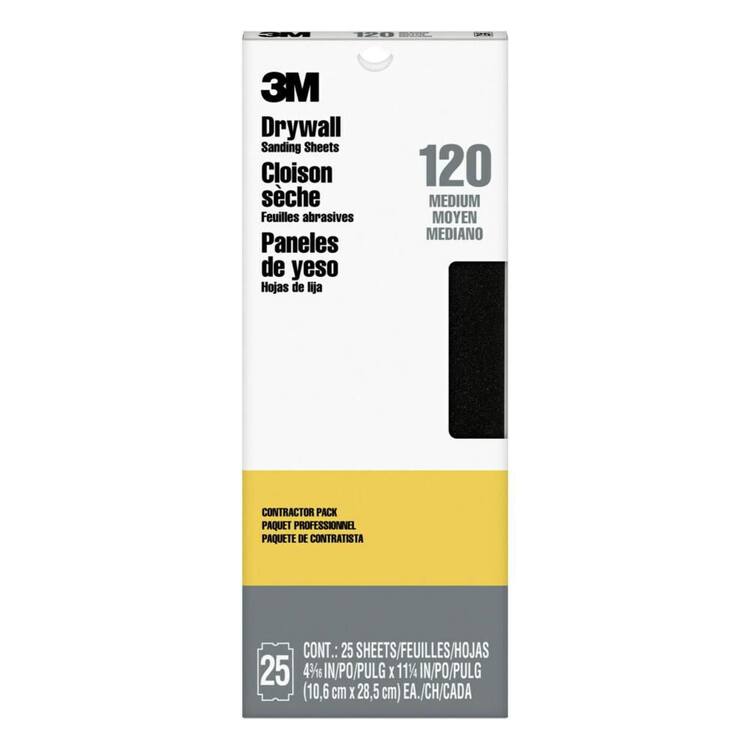 3M Drywall Sanding Sheets  4 3/16 in. x 11 1/4 in. 120 Grit Fine (25-Pack)