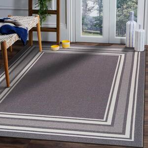 3 X 3 Gray Carmel Bordered Non Slip Doormat Indoor Area Rug