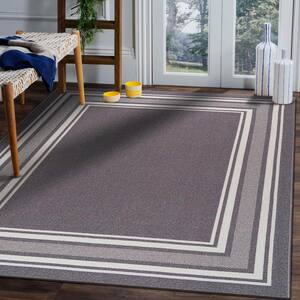 YiYan1 Alfombras Traditional 5x7 Non-Skid Non-Slip Low Profile Pile Rubber  Backing Indoor Area Rugs Navy Blue, 5' x 7