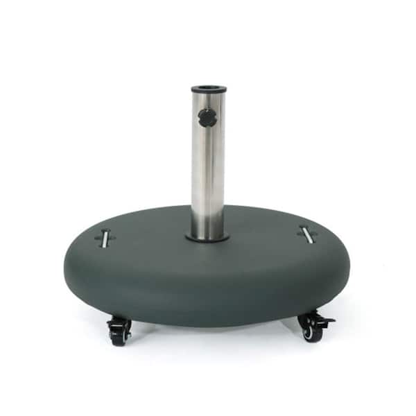 Misopily 91 lbs. Stainless Steel Pole and Concrete Round Patio Umbrella Base with Locking Wheels And Tightening Knob in Green