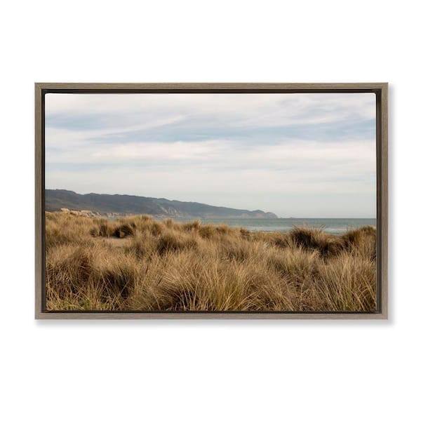 Stupell Industries Windy Grass Dunes View by Crystal Lynn Collins Brown Floater Frame Nature Graphic Art Print 17 in. x 25 in.