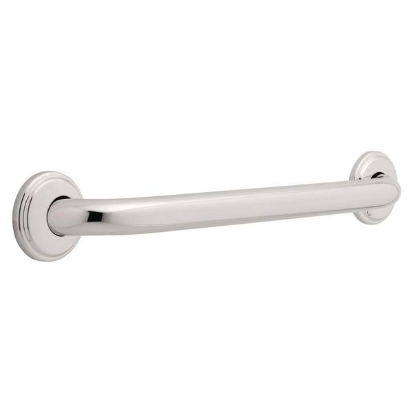 Franklin Brass 18 in. x 1-1/4 in. Concealed Screw ADA-Compliant Grab Bar with Decorative Flanges in Bright Stainless