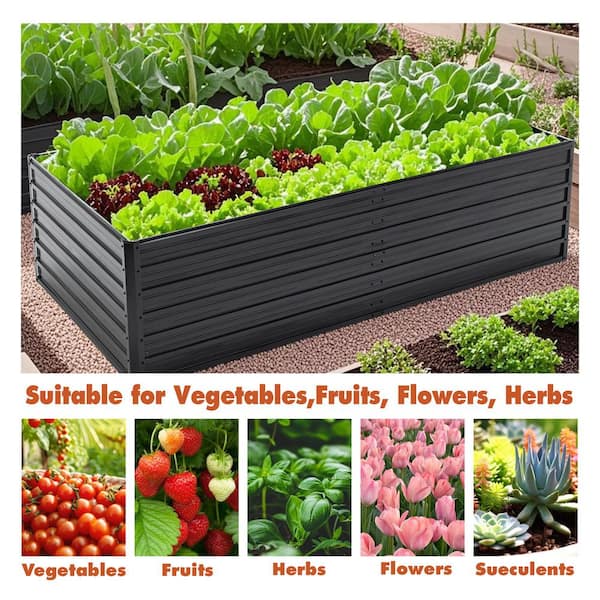 JUJABU 94.3 in. Black Metal Raised Garden Bed Planter Boxes