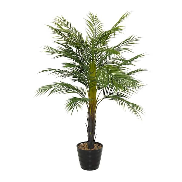 Litton Lane 43 in. H Areca Palm Artificial Tree with Realistic Leaves and Black Melamine Pot