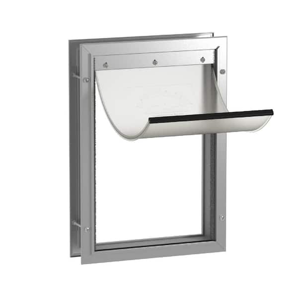 Hakuna Pets Deluxe Aluminum Large Pet Door 11 in. W x 16.1 in. H, for Pets up to 100 lb., Silver