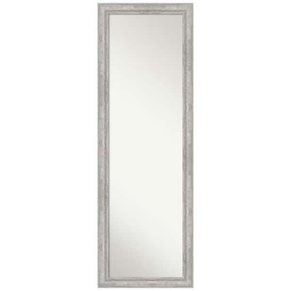 Amanti Art Angled Silver 17.25 in. x 51.25 in. Non-Beveled Modern Rectangle Wood Framed Full Length on the Door Mirror in Silver