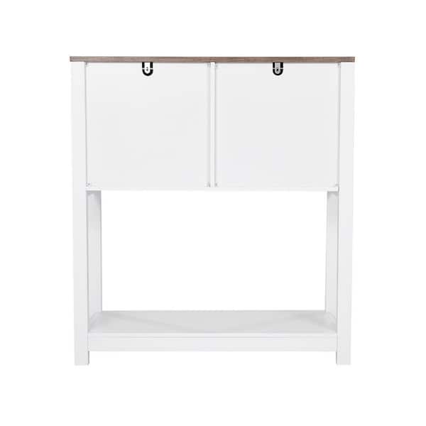Coffee Bar Cabinet, 31.5 x 13.8 x 34.6 in. Farmhouse Coffee Bar Cabinet with 3-Tier Storage, Coffee Bar Table with Doors