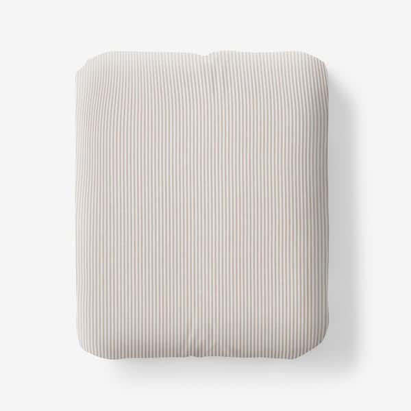 Company Cotton Stripe Yarn-Dyed Tan Cotton Percale King Fitted Sheet