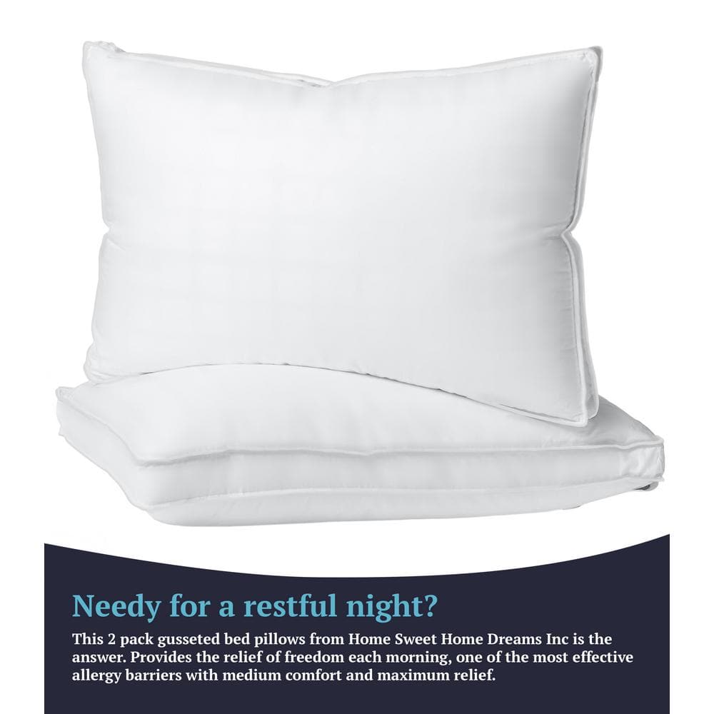 Queen White Egyptian Cotton Plush Down-Alternative Hypoallergenic Pillows 2-Pack