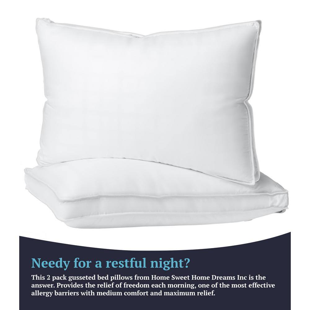 Queen White Egyptian Cotton Plush Down-Alternative Hypoallergenic Pillows 2-Pack