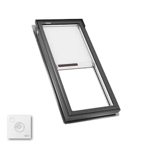 21 in. x 45-3/4 in. Fixed Deck Mount Skylight with Laminated Low-E3 Glass, White Solar Powered Room Darkening Shade