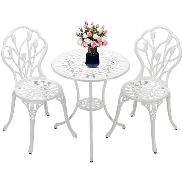 Unbranded White 3-Piece Aluminum Outdoor Bistro Set