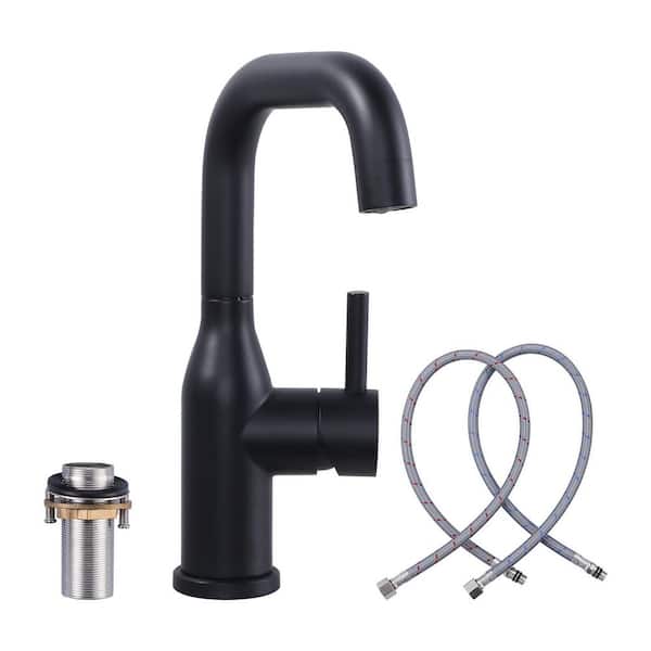9.3 in. Single Hole Single-Handle Bar Faucet With Swivel Spout in Matte Black